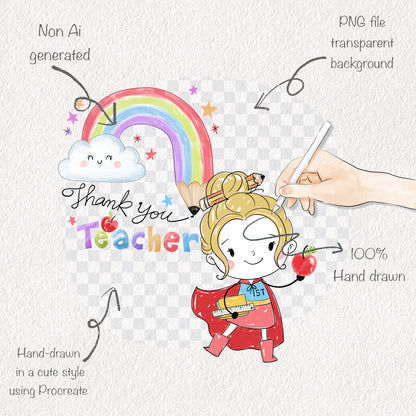 Teacher's Day clipart, instant download PNG file - 300 dpi