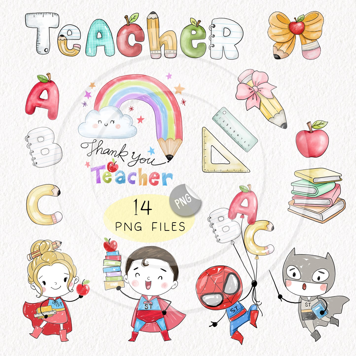 Teacher's Day clipart, instant download PNG file - 300 dpi