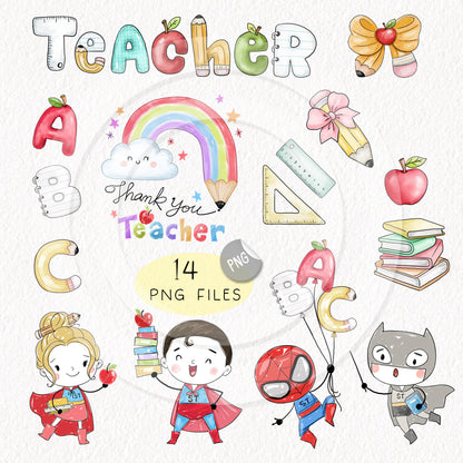 Teacher's Day clipart, instant download PNG file - 300 dpi