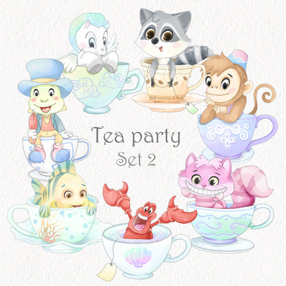 Cute Animals in cup set 2 clipart PNG files