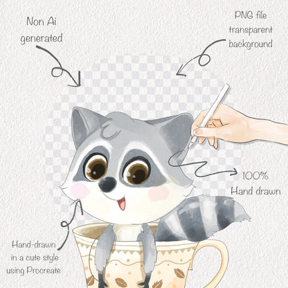 Cute Animals in cup set 2 clipart PNG files