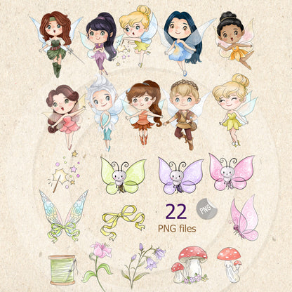 fairies friends clipart instant download PNG file - 300 dpi