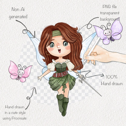 fairies friends clipart instant download PNG file - 300 dpi