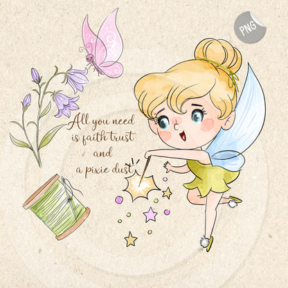 fairies friends clipart instant download PNG file - 300 dpi