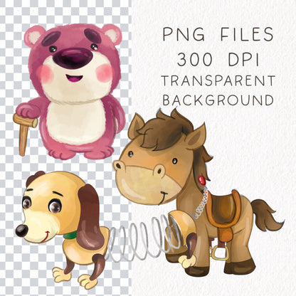 Cute toys clipart inspirations BUNDLE set, PNG files.