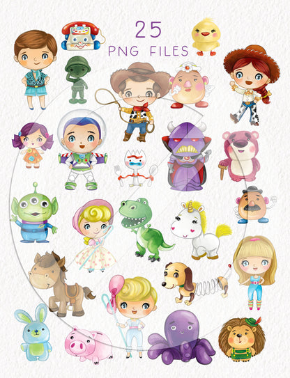 Cute toys clipart inspirations BUNDLE set, PNG files.