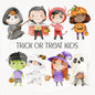 Trick or Treat Clipart. BLACK and WHITE and COLOR. Halloween clipart PNG files instant download PNG file - 300 dpi.