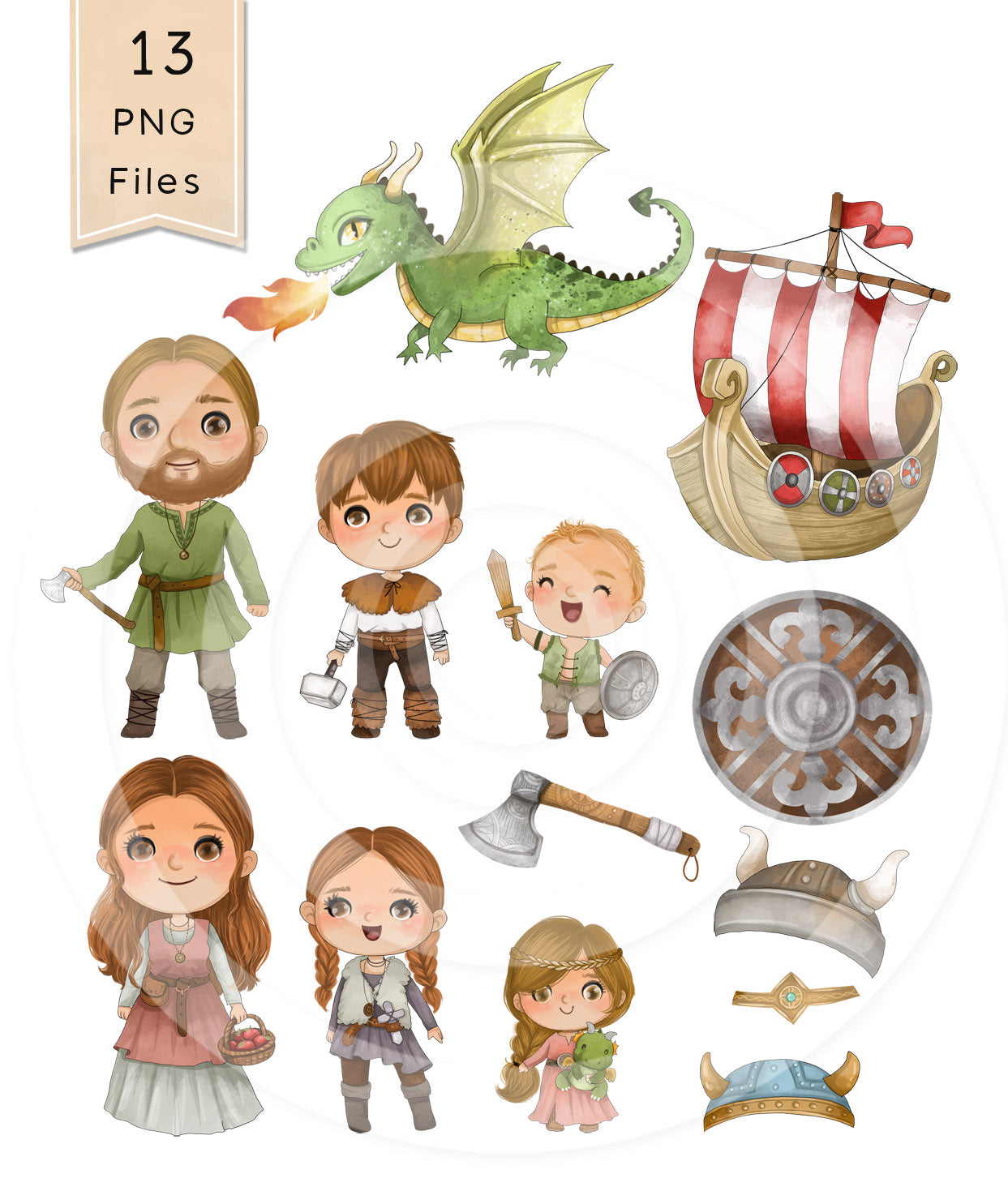 Vinking family clipart instant download PNG file - 300 dpi