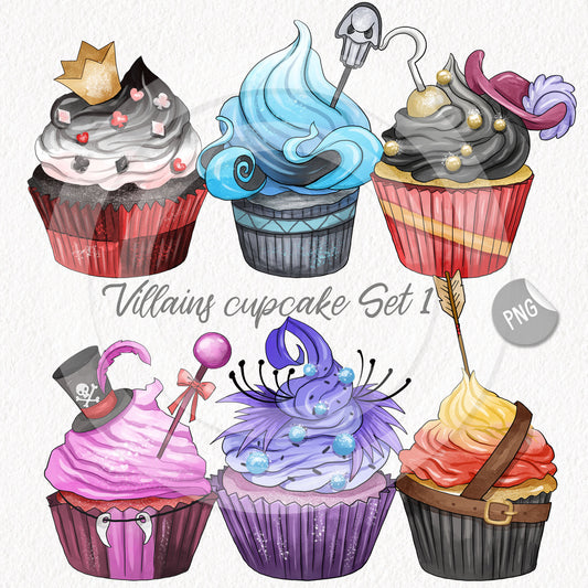 Villains cupcake, Halloween Clipart Set 1, PNG file - 300 dpi