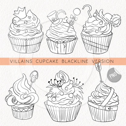 Villains cupcake, Halloween Clipart Set 1, PNG file - 300 dpi