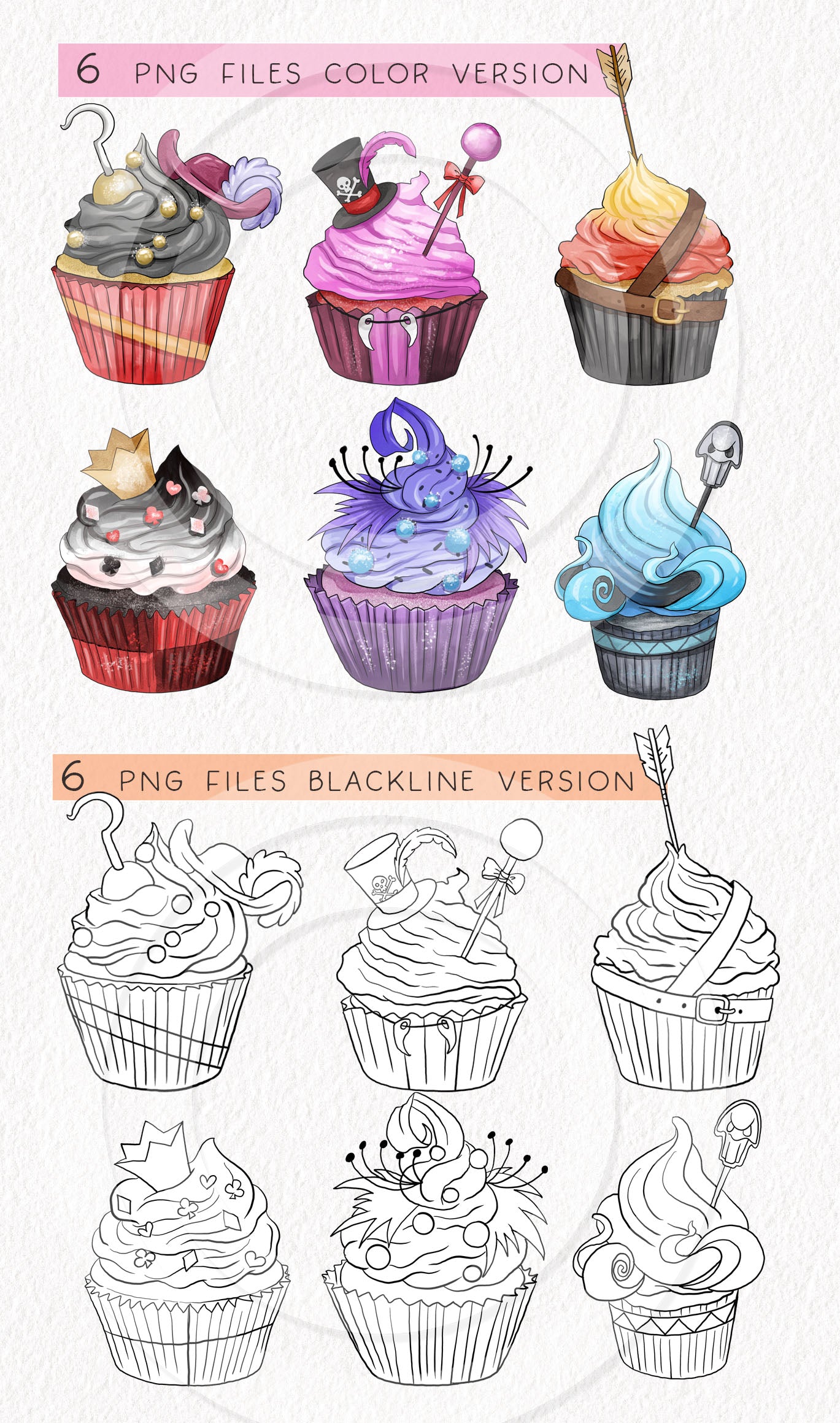 Villains cupcake, Halloween Clipart Set 1, PNG file - 300 dpi
