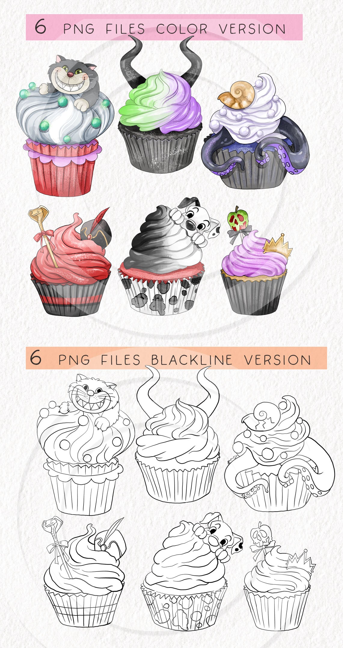Villains cupcake, Halloween Clipart Set 2, PNG file - 300 dpi