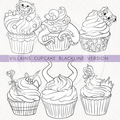 Villains cupcake, Halloween Clipart Set 2, PNG file - 300 dpi