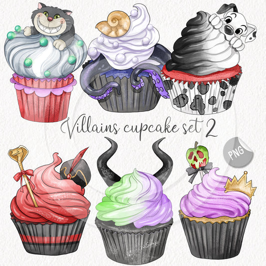 Villains cupcake, Halloween Clipart Set 2, PNG file - 300 dpi