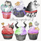 Villains cupcake, Halloween Clipart Set 2, PNG file - 300 dpi