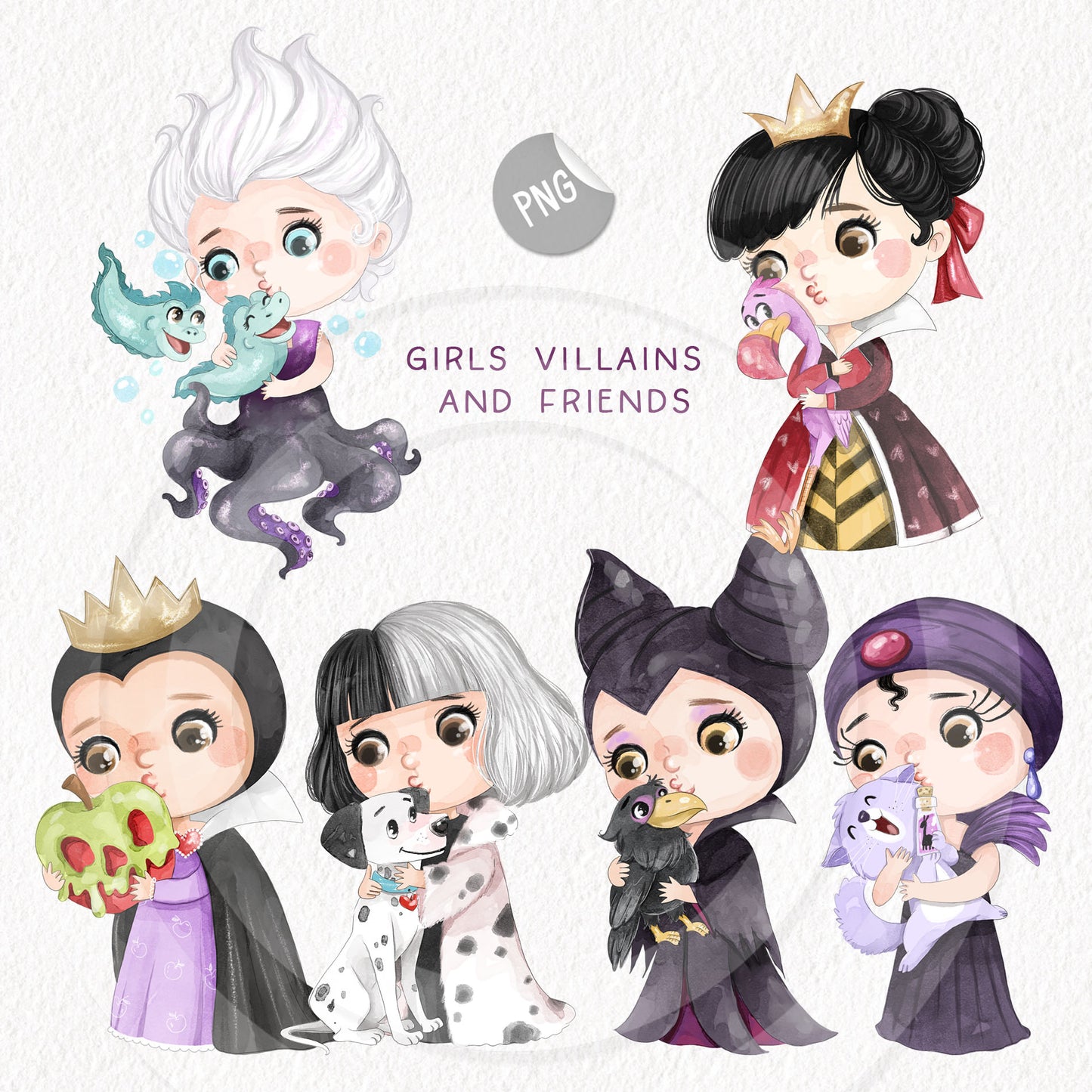 girls Villains and friends ClipArt instant download PNG file - 300 dpi