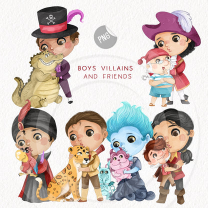 Boys Villains and friends ClipArt instant download PNG file - 300 dpi