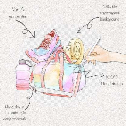 Cute girls workout set 1, PNG files 300 dpi.