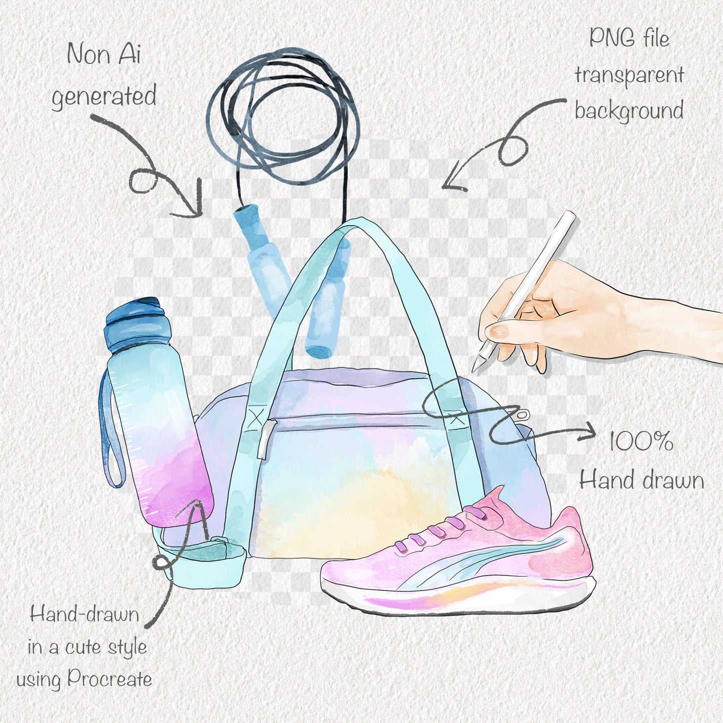 Cute girls workout set 2, PNG files 300 dpi.