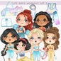 Cute girls workout set 2, PNG files 300 dpi.