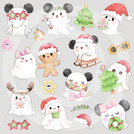 Christmas Ghost clipart , Cute ghost clipart instant download PNG file - 300 dpi