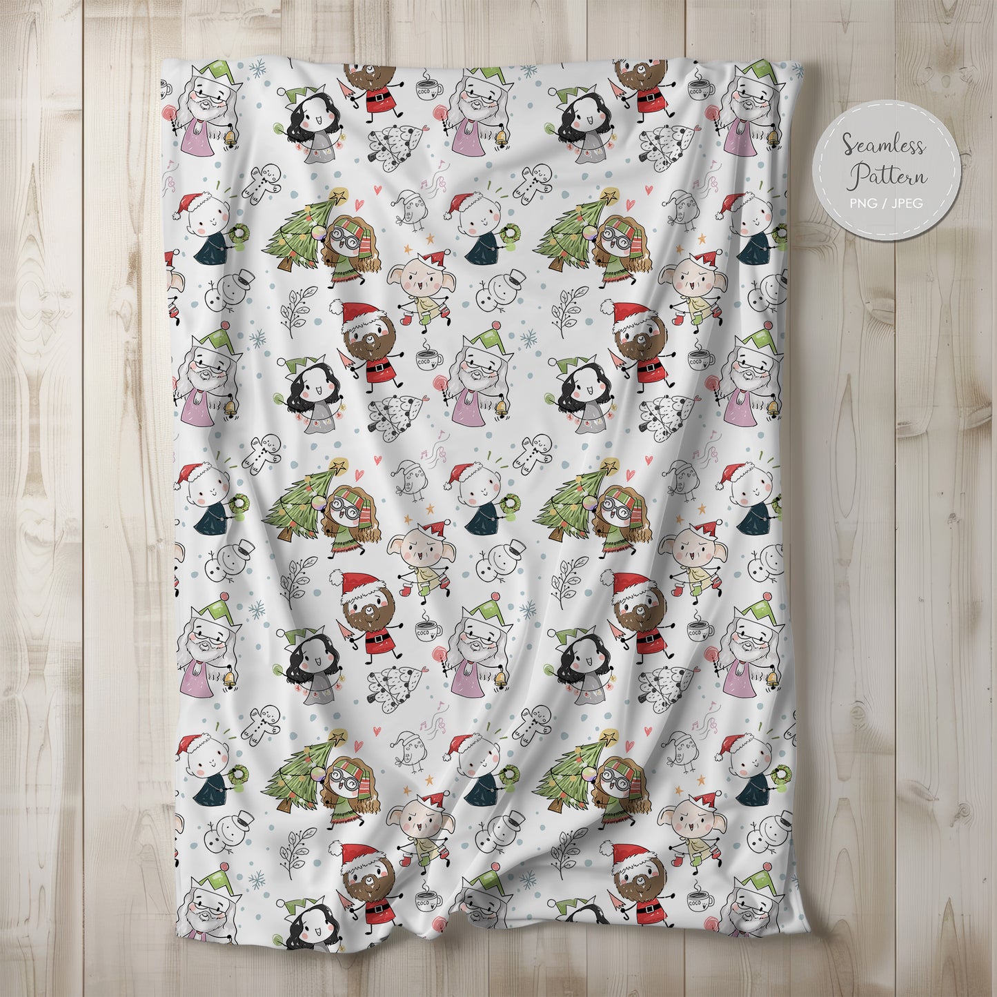 Christmas wizard kids Seamless Pattern, instant download PNG file - 300 dpi