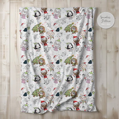Christmas wizard kids Seamless Pattern, instant download PNG file - 300 dpi