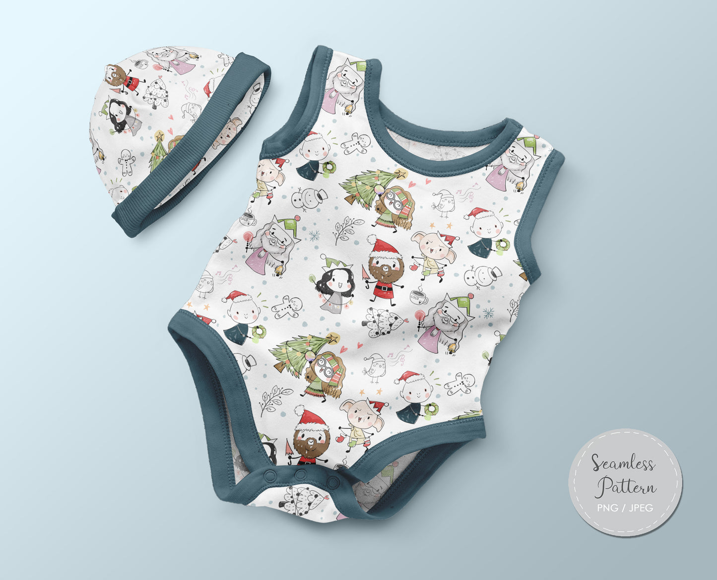 Christmas wizard kids Seamless Pattern, instant download PNG file - 300 dpi