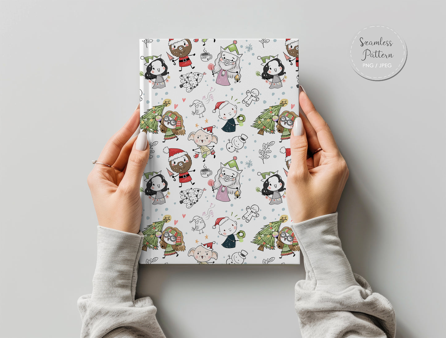 Christmas wizard kids Seamless Pattern, instant download PNG file - 300 dpi