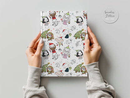 Christmas wizard kids Seamless Pattern, instant download PNG file - 300 dpi