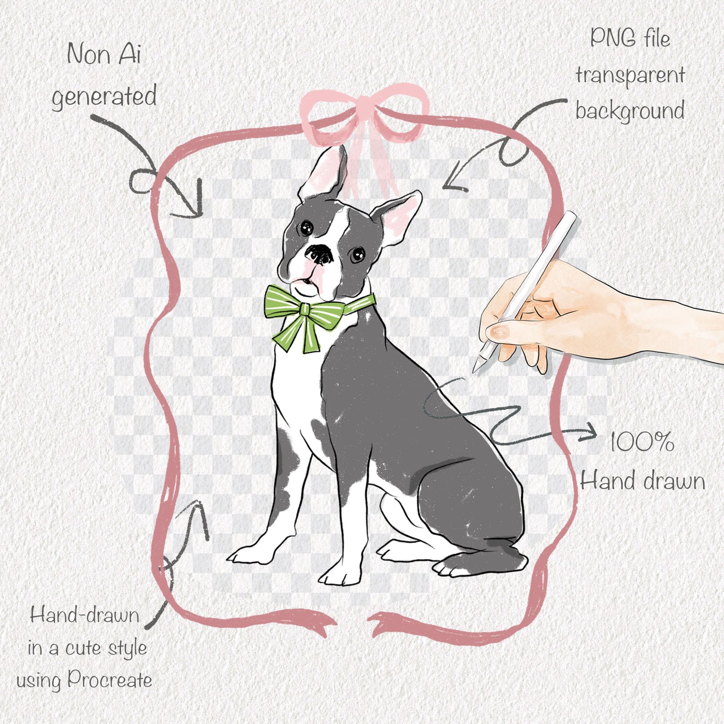 Christmas dog clipart , Hand drawn clipart, Instant Download PNG file - 300 dpi