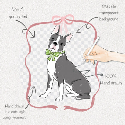 Christmas dog clipart , Hand drawn clipart, Instant Download PNG file - 300 dpi