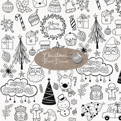 Christmas Hand drawn Clipart , PNG file - 300 dpi