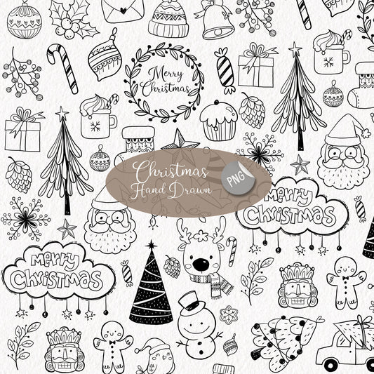 Christmas Hand drawn Clipart , PNG file - 300 dpi
