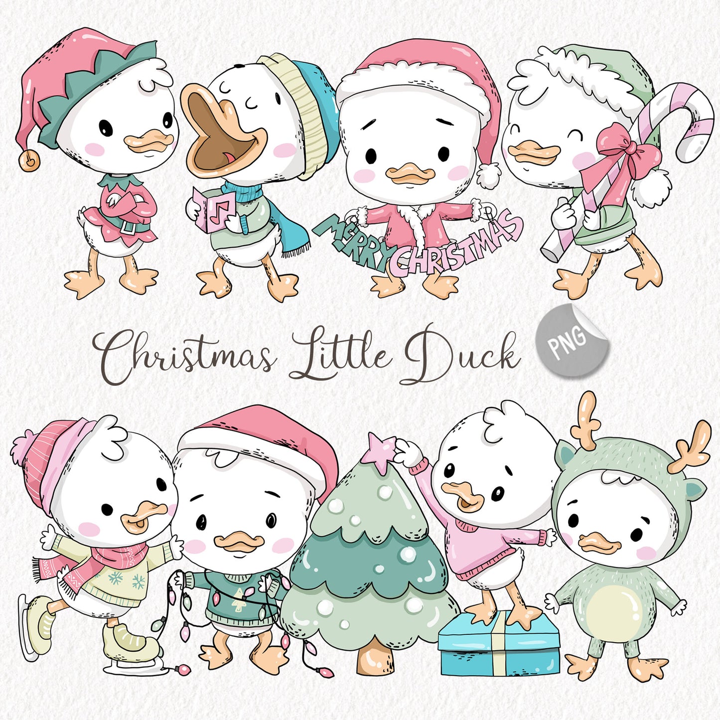 Christmas Little duck Clipart , Christmas Clipart, PNG file - 300 dpi