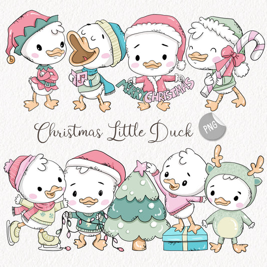 Christmas Little duck Clipart , Christmas Clipart, PNG file - 300 dpi