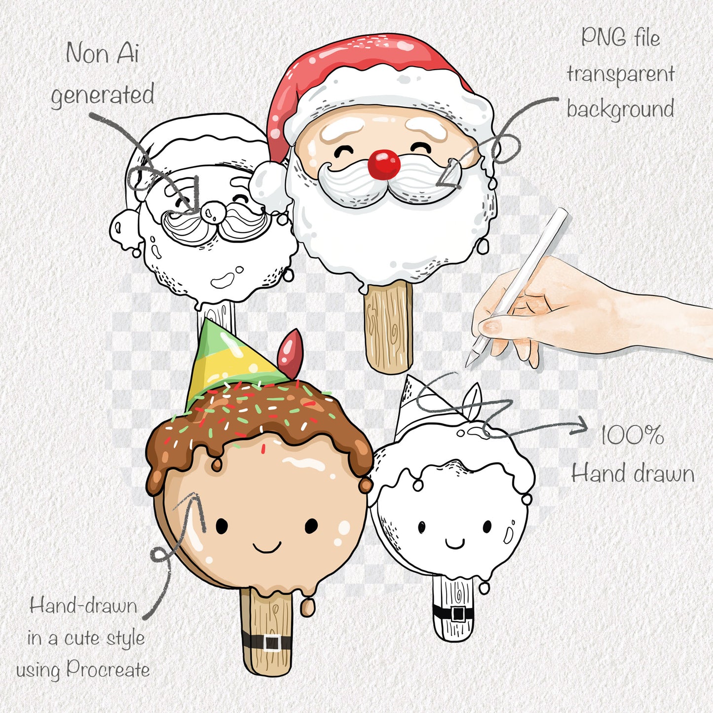 Christmas Ice Cream Clipart , Christmas Clipart, PNG file - 300 dpi