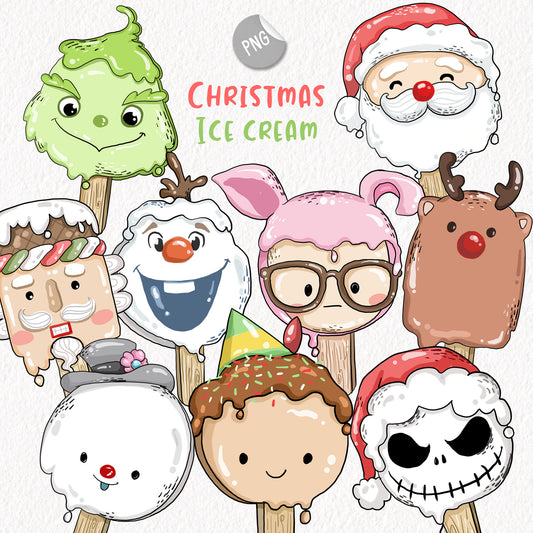 Christmas Ice Cream Clipart , Christmas Clipart, PNG file - 300 dpi