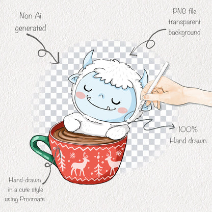 Yetis Christmas Clipart set2  instant download PNG file - 300 dpi