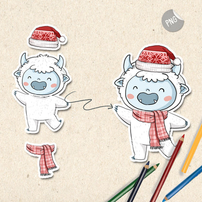 Yetis Christmas Clipart set2  instant download PNG file - 300 dpi