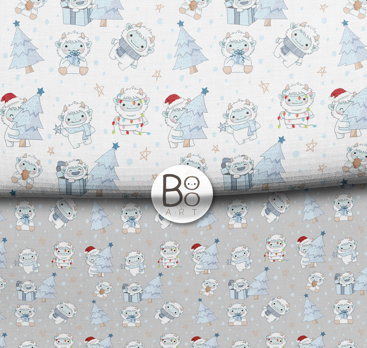 Cute Yeti Seamless Pattern, instant download PNG file - 300 dpi