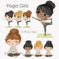 Yoga girls clipart instant download PNG file - 300 dpi