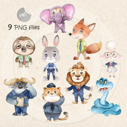 Zoo Animals clipart, instant download PNG file - 300 dpi