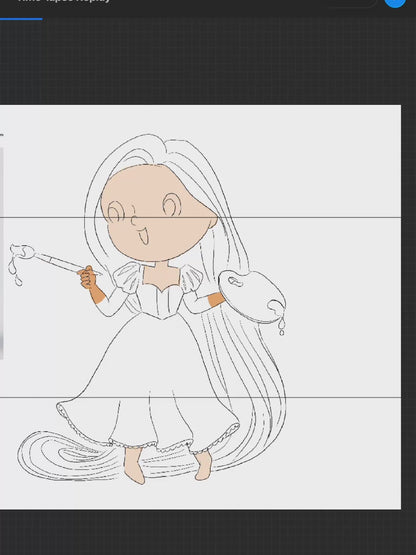 Long Hair Princess inspiration ClipArt instant download PNG file - 300 dpi