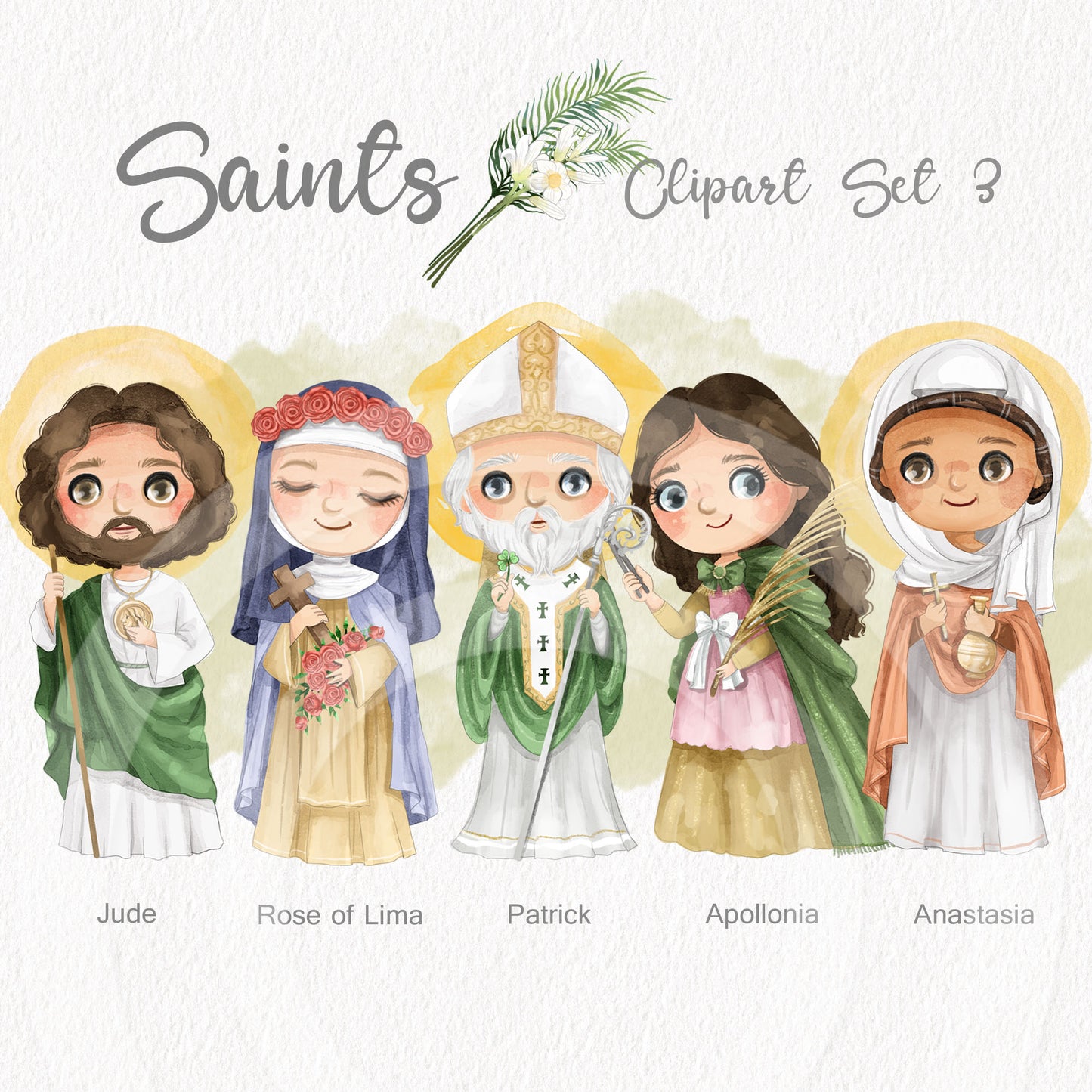 Saints Clipart set 3, Bible Characters Clipart PNG files 300 dpi.