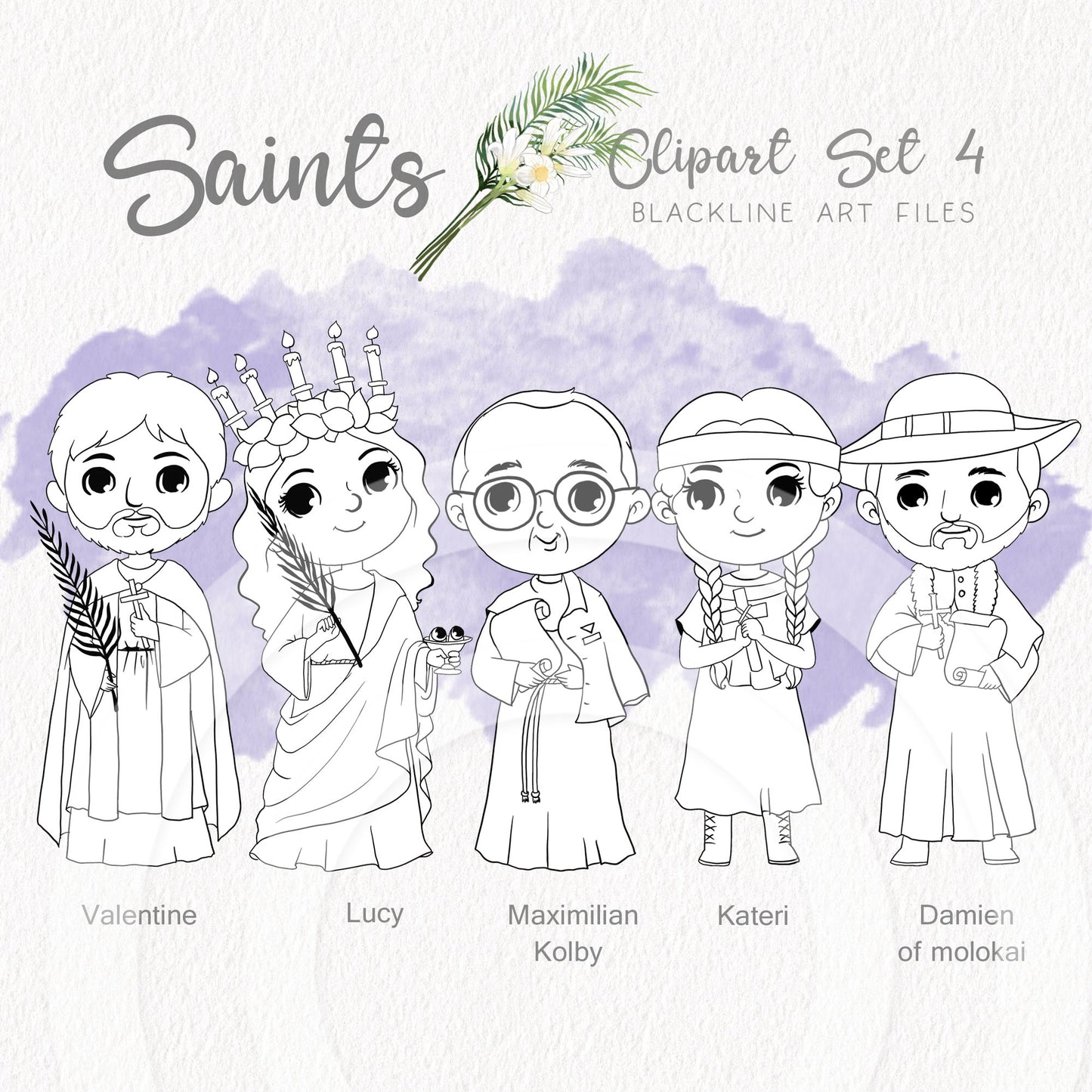 Saints Clipart set 4, Bible Characters Clipart PNG files 300 dpi.