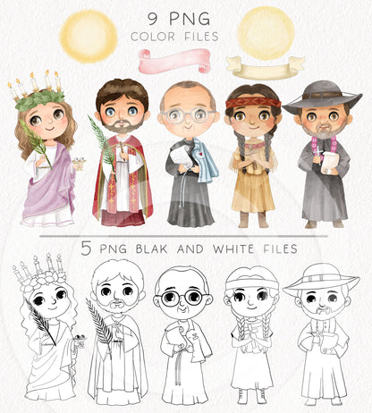 Saints Clipart set 4, Bible Characters Clipart PNG files 300 dpi.