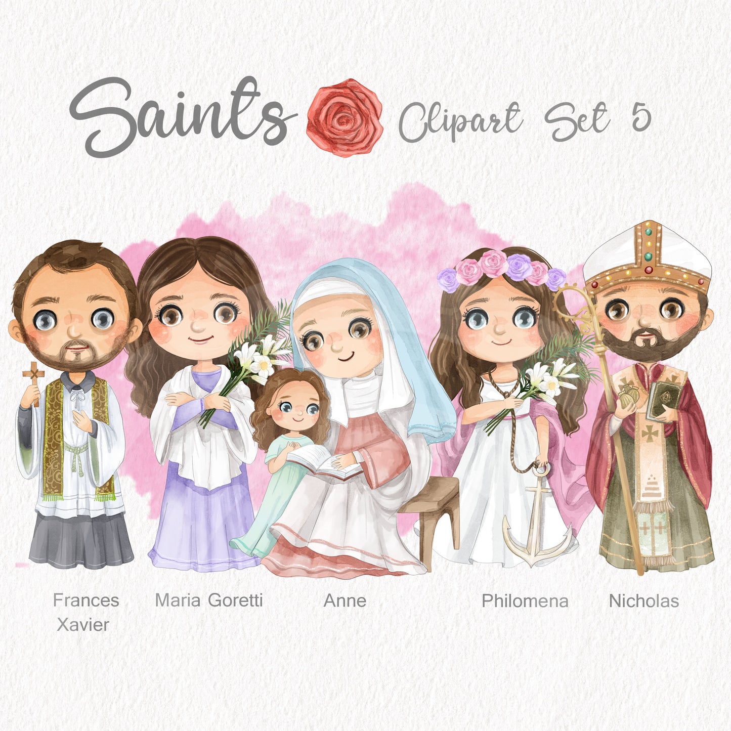 Saints Clipart set 5, Bible Characters Clipart PNG files 300 dpi.