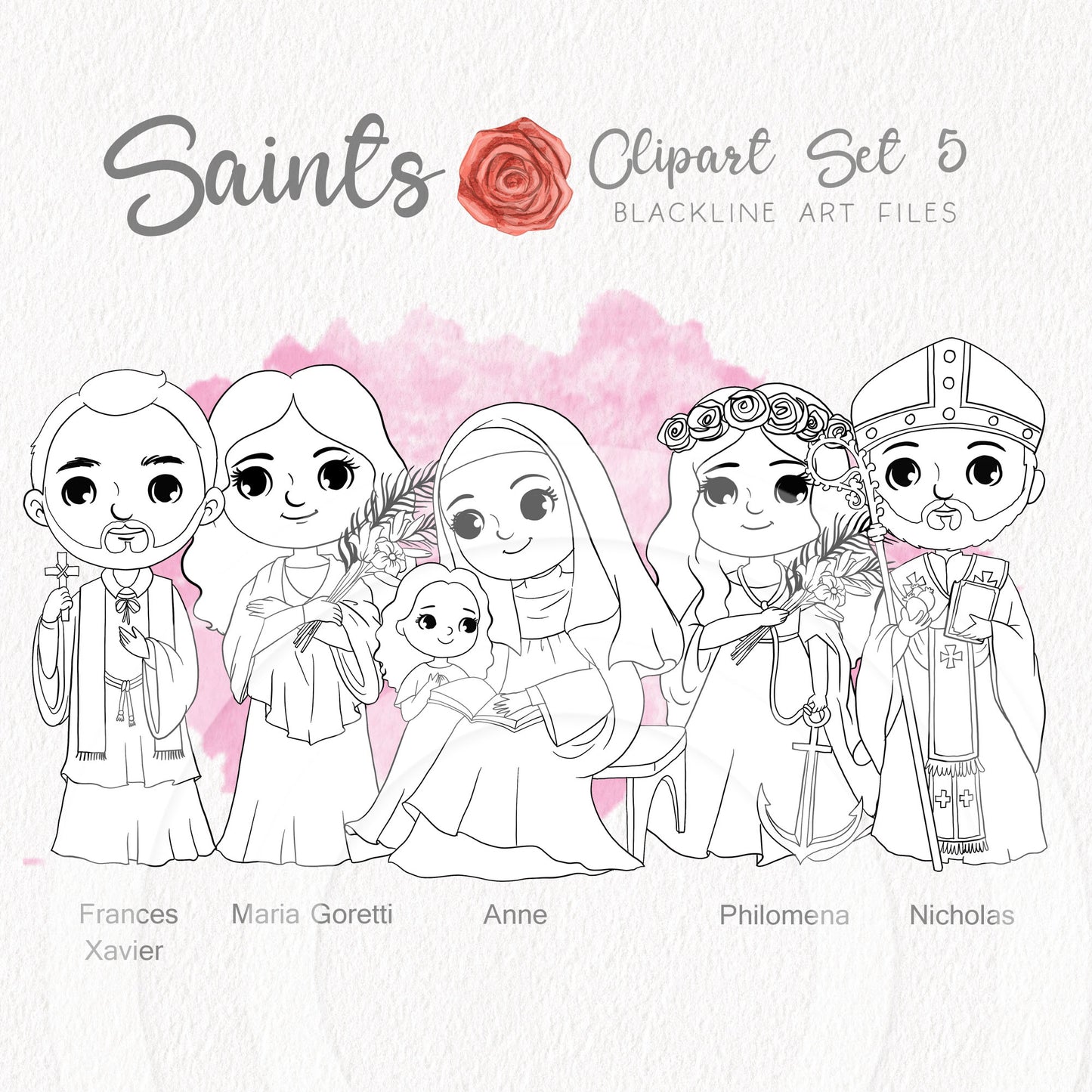 Saints Clipart set 5, Bible Characters Clipart PNG files 300 dpi.