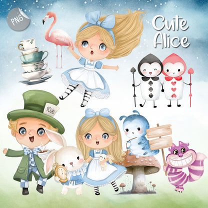 Cute Alice clipart instant download PNG file- 300 dpi